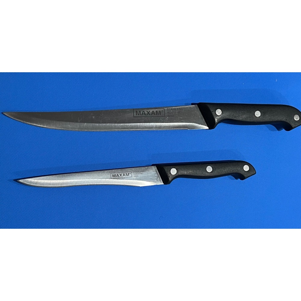 Maxam Stainless Steel Knife Set 2pc Rostfrei Inox Utility Kitchen Knives Black